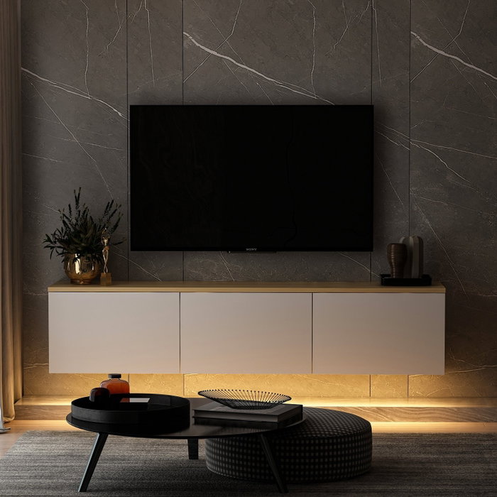 Hanah Home Soporte para TV Neon - White v2 Blanco y Roble